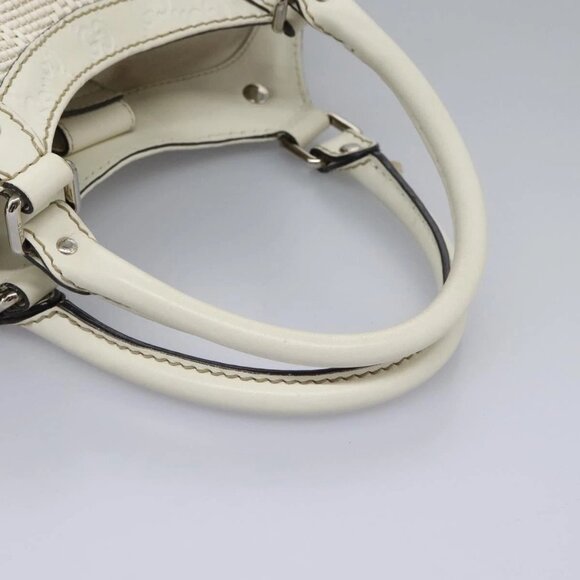 GUCCI Hand Bag Raffia Silver White Auth - Picture 8 of 16